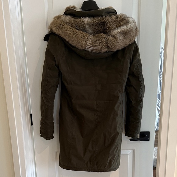 Babaton Dark Green Parka Faux Fur Lined - Picture 7 of 14